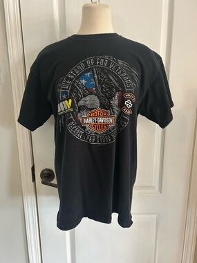 Harley-Davidson Shirt Mens Large Black Harleys Heroes DAV Graphic Florence Ky
